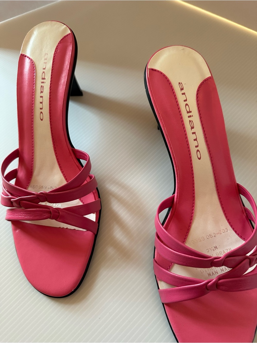 Andiamo Potion Fuchsia Leather Kitten Heel Slide Sandals NWB 7 1/2M